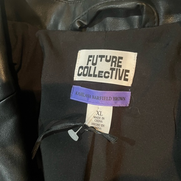 FUTURE COLLECTIVE KAHLANA BARFIELD BROWN Black Faux Leather XL Blazer - Picture 5 of 7